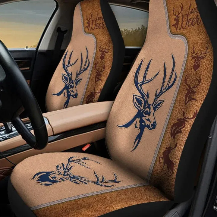 Love Deer Car Seat Covers, All Over Printed Deer Front Seat Cover For Cars