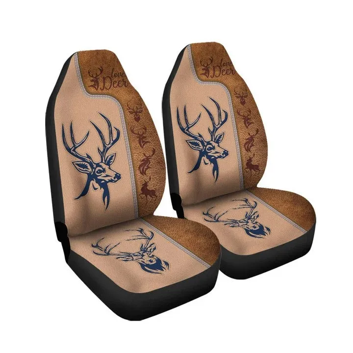 Love Deer Car Seat Covers, All Over Printed Deer Front Seat Cover For Cars
