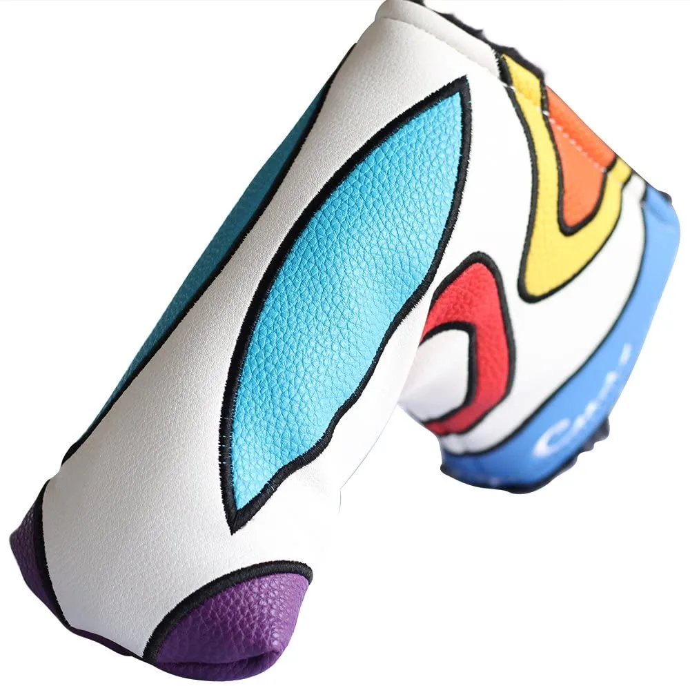 Majek Golf Retro Putter Blade Style Headcover Psychedelic Colorful Groovy Custom Design
