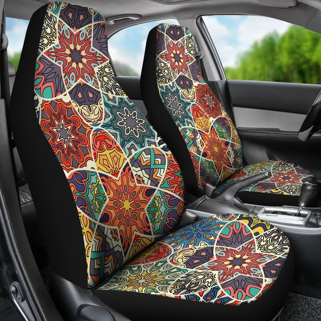 Mandala Star Bohemian Pattern Print Universal Fit On Front Car Seat Covers