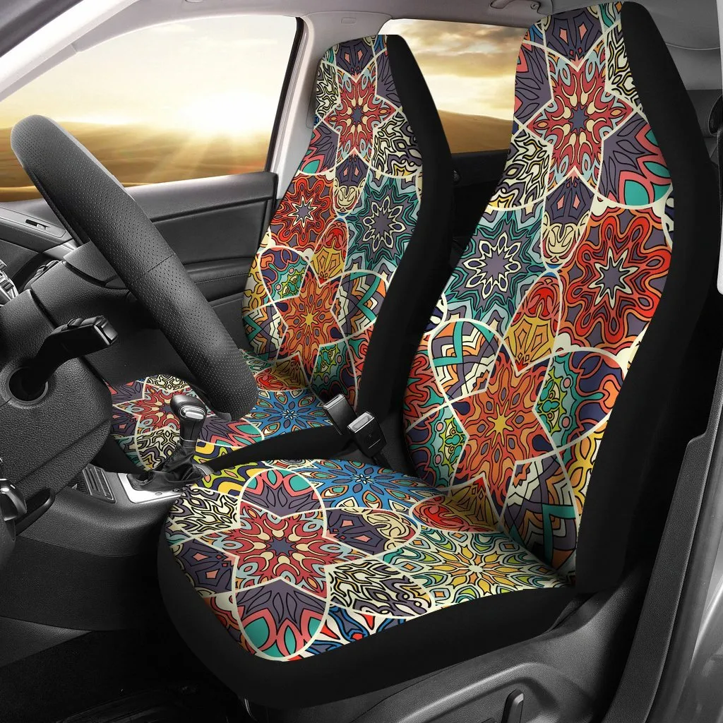 Mandala Star Bohemian Pattern Print Universal Fit On Front Car Seat Covers