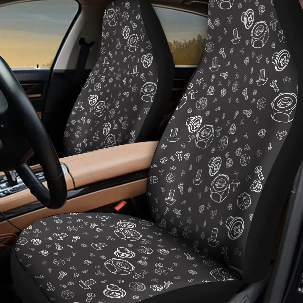 Mechanic Nuts and Bolts Pattern Print Universal Fit Car Seat Covers