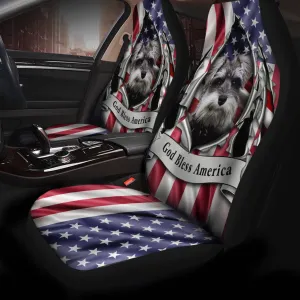 Miniature Schnauzer Dog Inside Flag Gob Bless America  Car Seat Covers