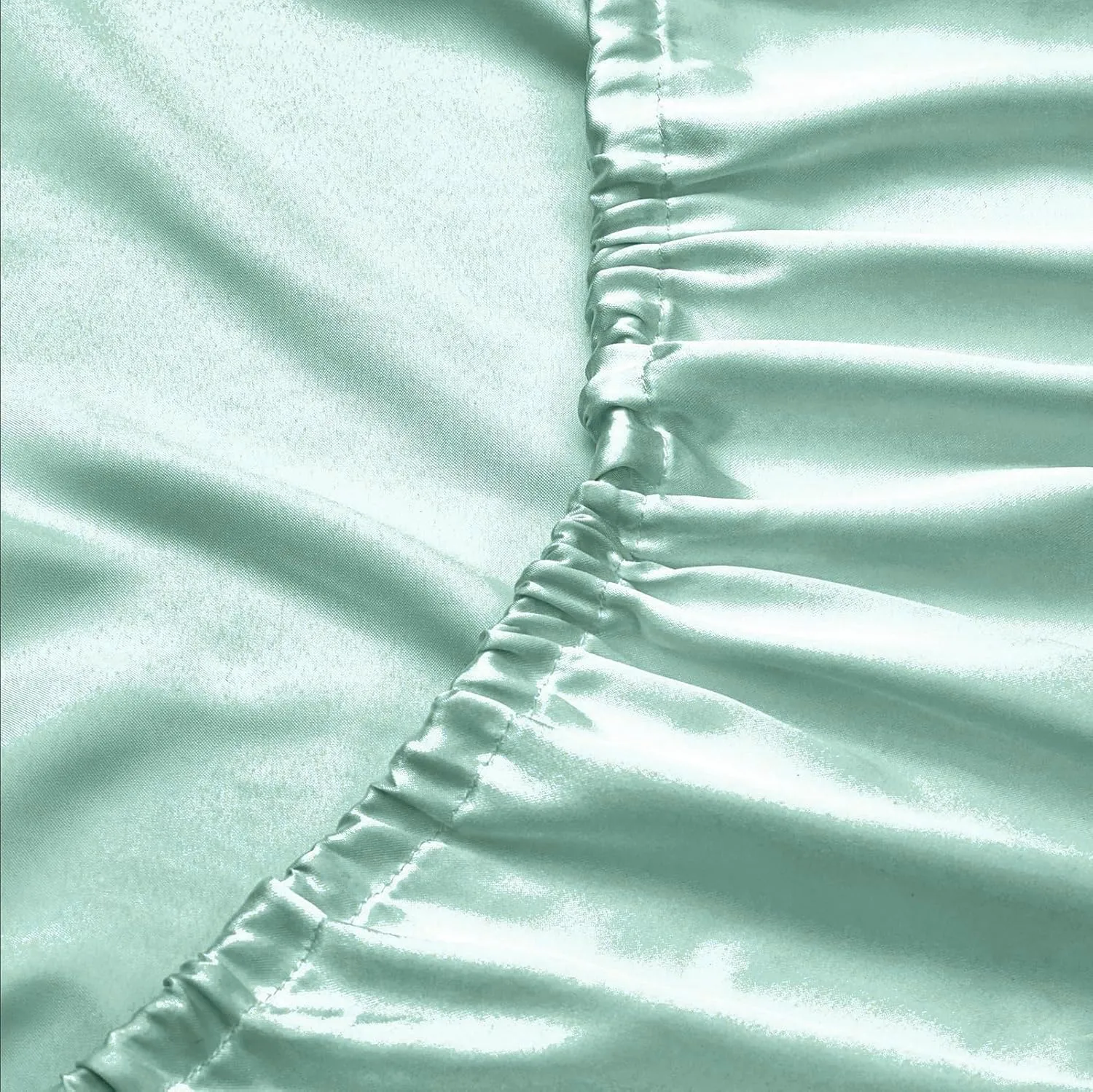 Mush 400TC Luxurious Satin Silk King Size Elastic Fitted Bedsheet with 2 Pillow Covers - Silky Soft, Skin-Friendly, Breathable, Durable Premium Bedding | 78" X 72" X 10" (Aqua Blue, King Fitted)