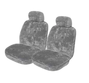 My Car Airbag Safe 20mm Thick Sheepskin Front Seat Covers, Universal Size 30 - Grey Soft Fleece