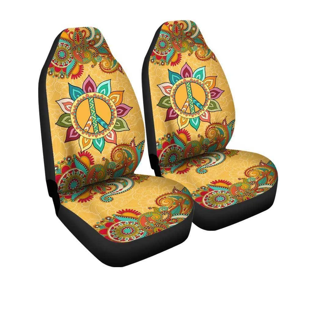 Peace Symbol Mandala Car Seat Covers Custom Yoga Car Accessories