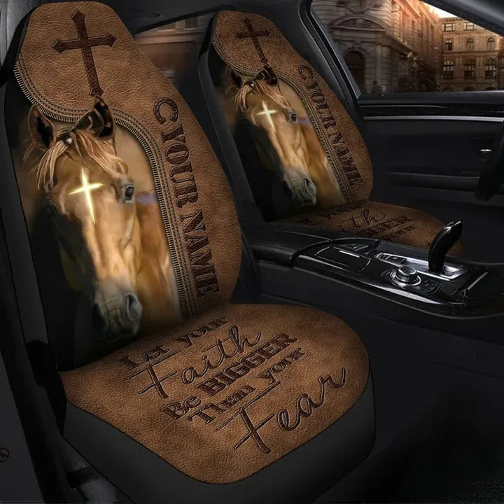 Personalized Name Horse Faith Over Fear Car Seat Covers Universal Fit