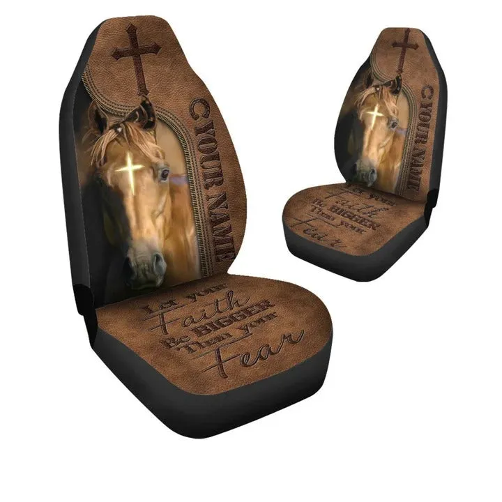 Personalized Name Horse Faith Over Fear Car Seat Covers Universal Fit