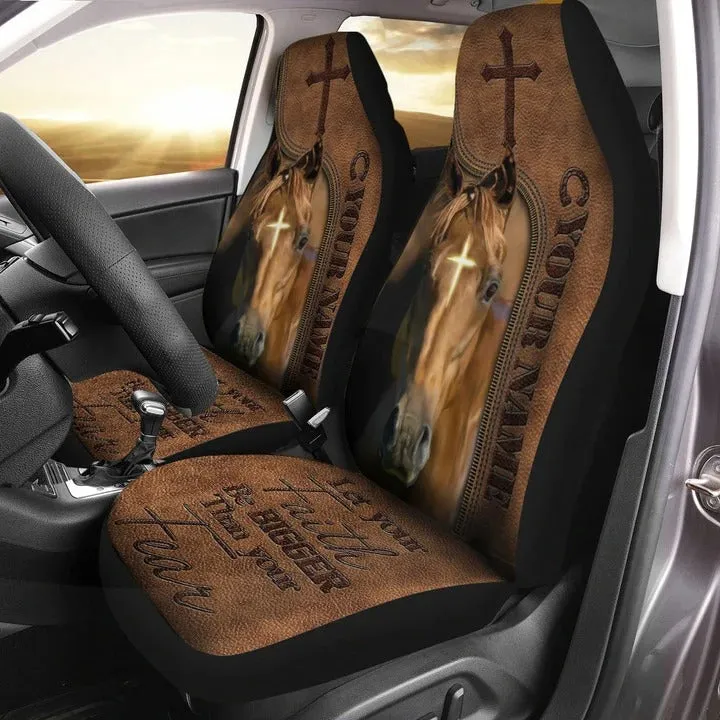 Personalized Name Horse Faith Over Fear Car Seat Covers Universal Fit