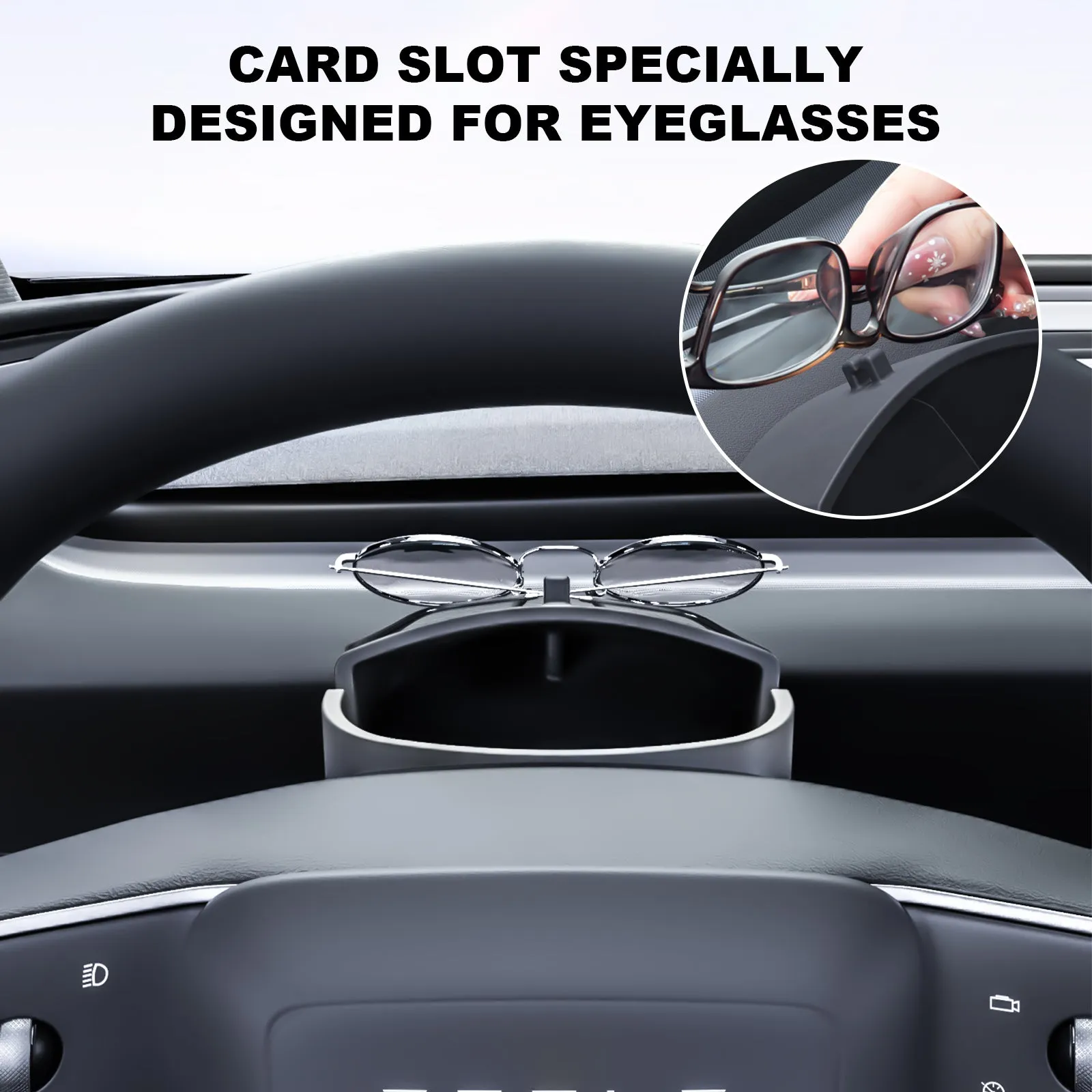 Phone Holder Hud Display Mount Steering Wheel Sunglasses Storage Box Organizers for 2024 Tesla Model 3 Highland Accessories
