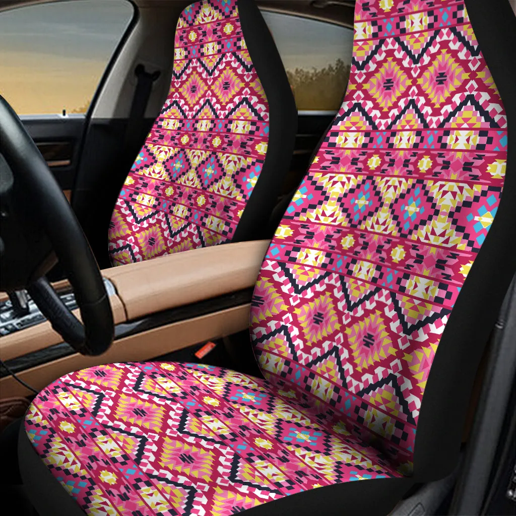 Pink Aztec Geometric Ethnic Pattern Print Universal Fit Car Seat Covers