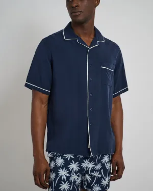 Piped Tencel Convertible Vacation Shirt