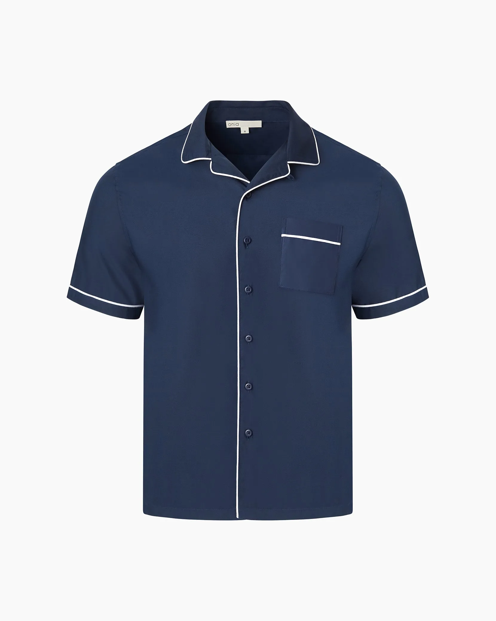 Piped Tencel Convertible Vacation Shirt