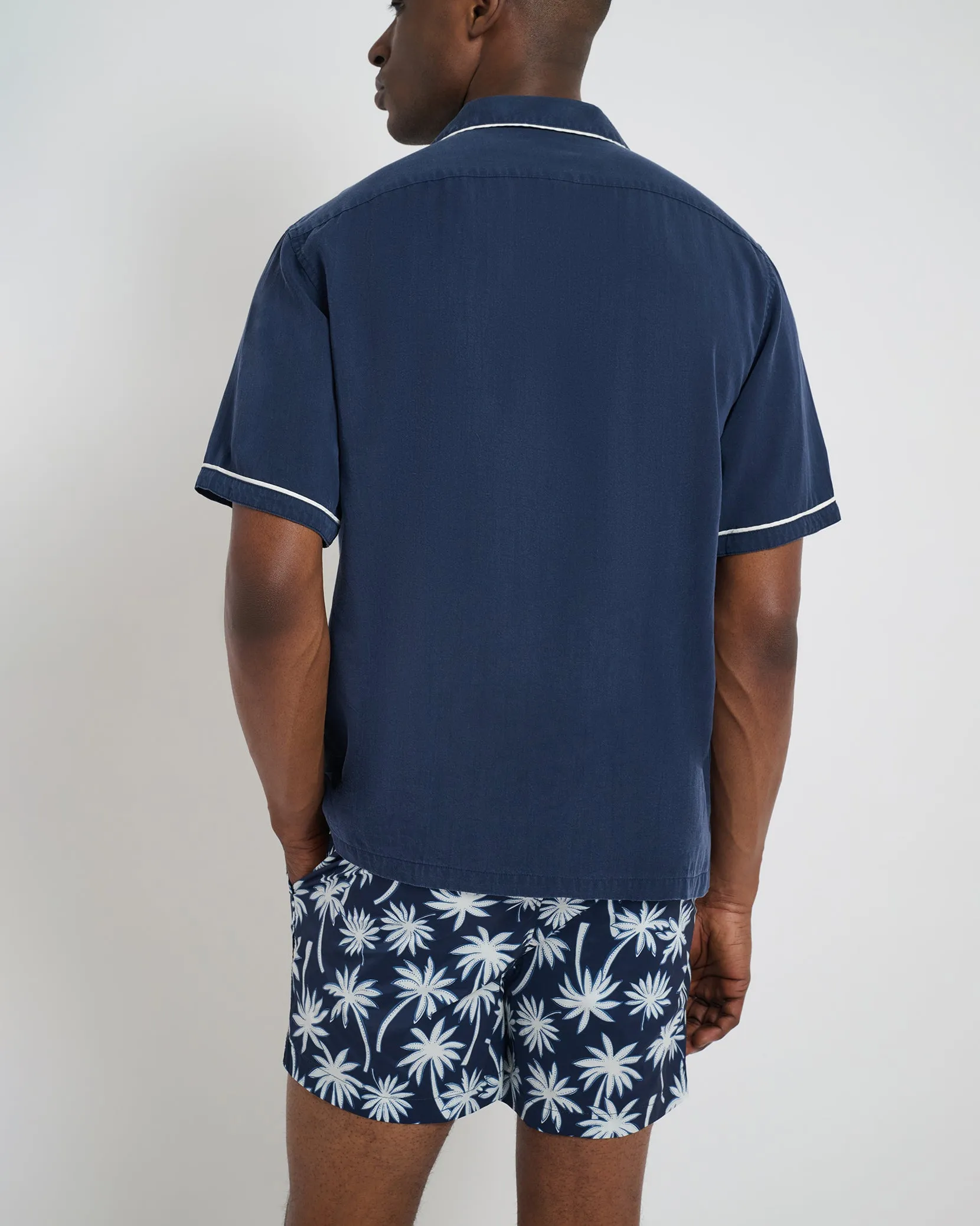 Piped Tencel Convertible Vacation Shirt