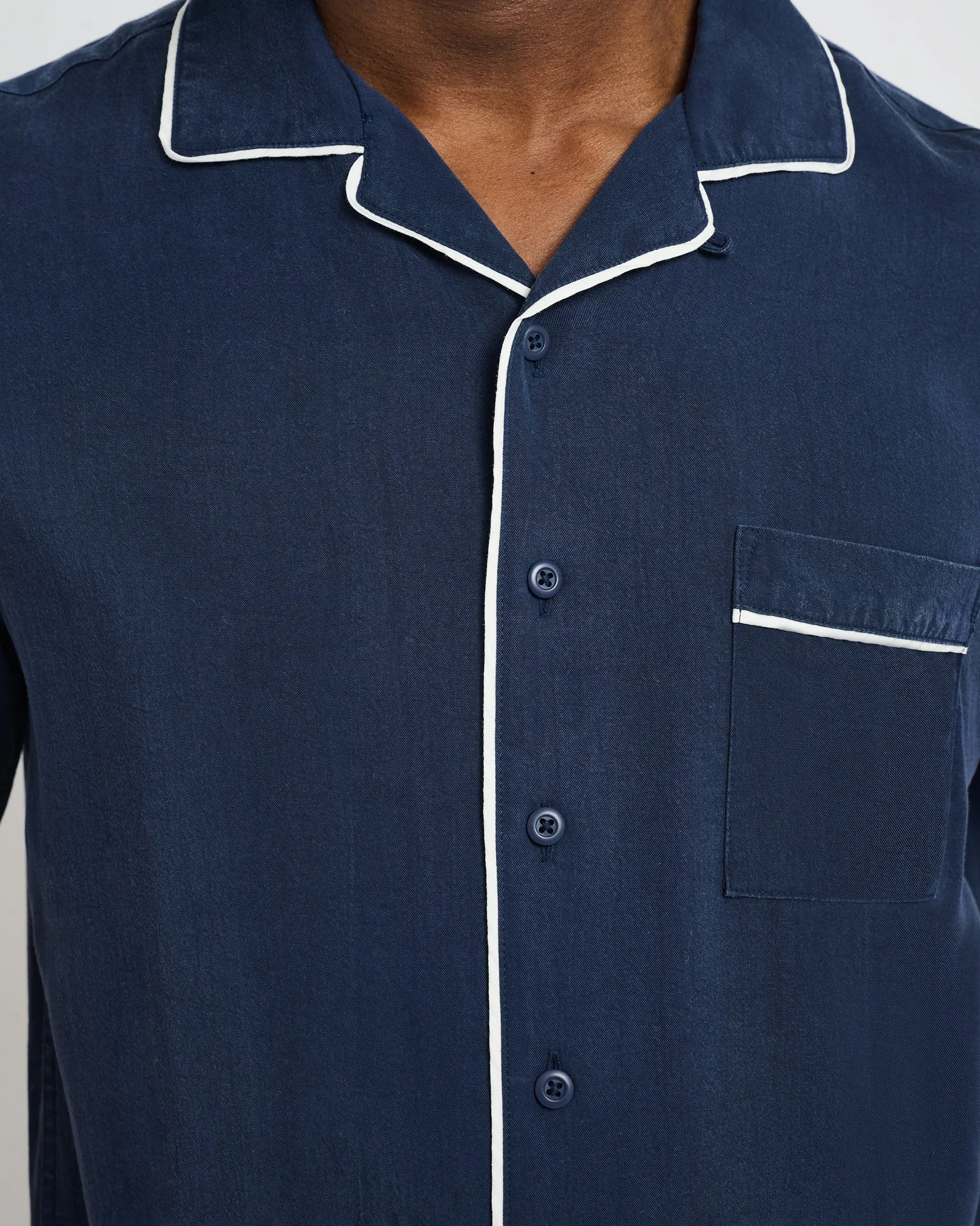 Piped Tencel Convertible Vacation Shirt