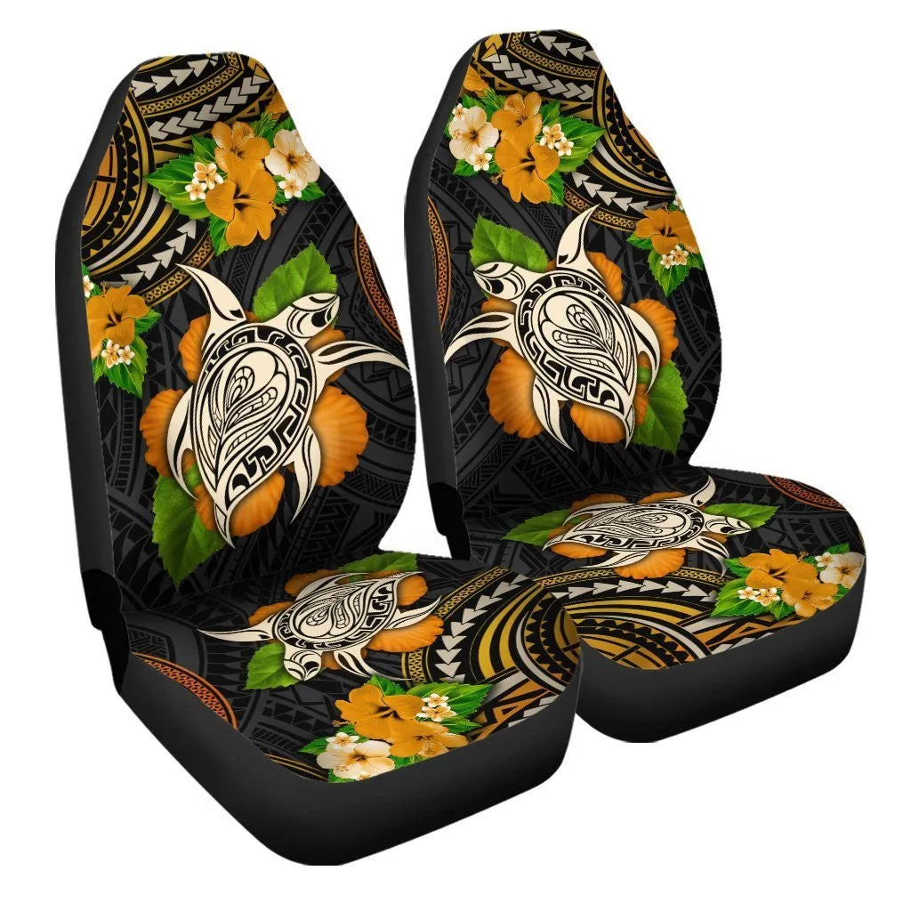 Polynesian Turtle Car Seat Covers Custom Hibiscus Flower
