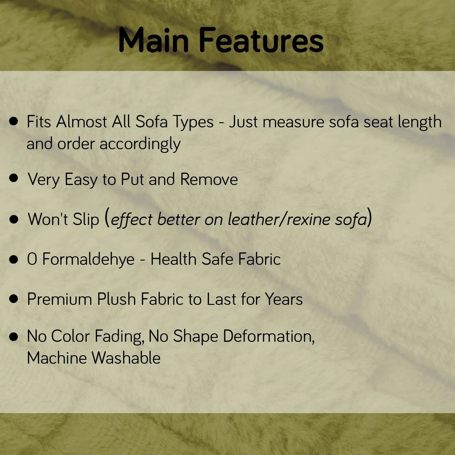 Premium Plush Anti Slip Sofa Cover Mat with 2 Armrest Cover, Green