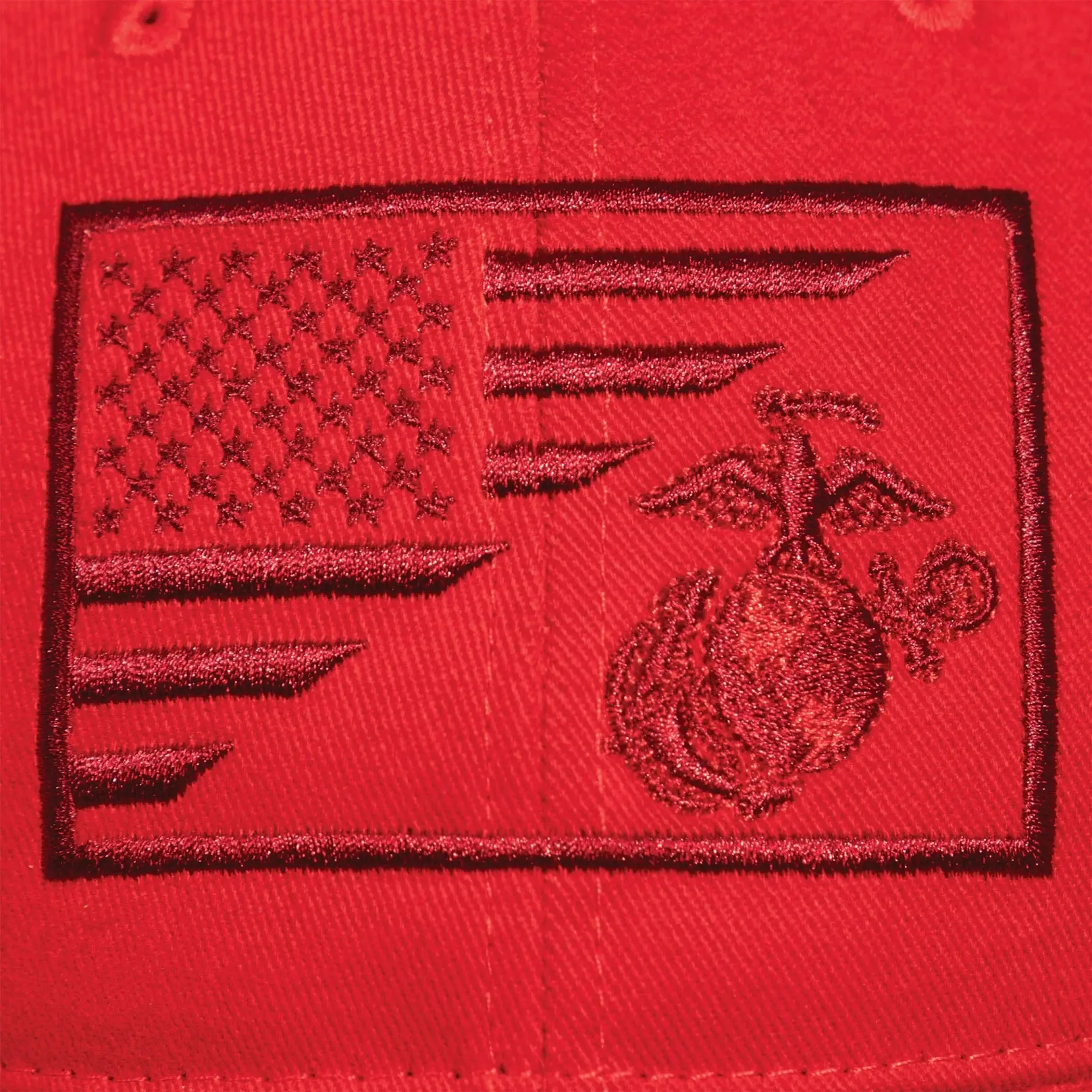 Red Split Flag & EGA USMC Hat