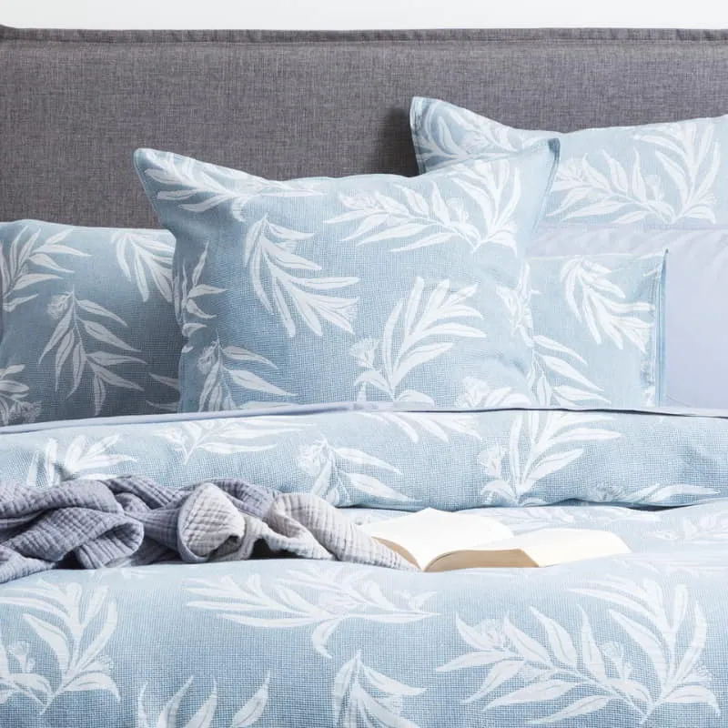 Renee Taylor Native Cotton Jacquard French Blue Quilt Cover Set