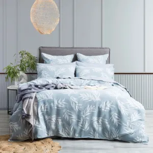 Renee Taylor Native Cotton Jacquard French Blue Quilt Cover Set