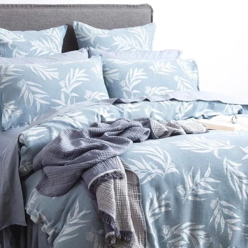 Renee Taylor Native Cotton Jacquard French Blue Quilt Cover Set