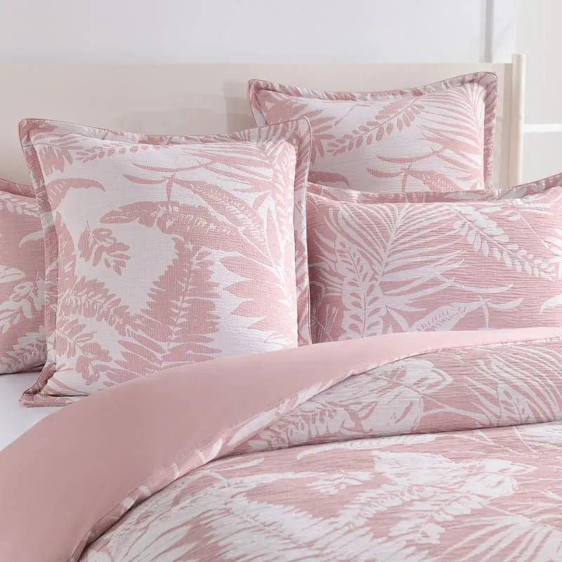 Renee Taylor Palm Tree Jacquard Clay Quilt Cover Set
