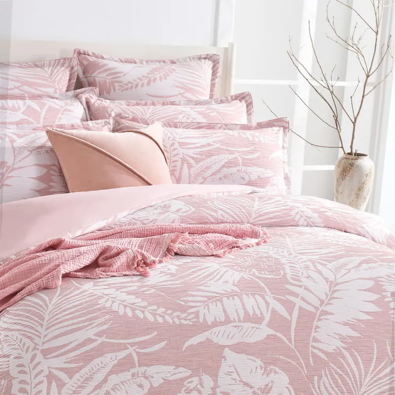 Renee Taylor Palm Tree Jacquard Clay Quilt Cover Set