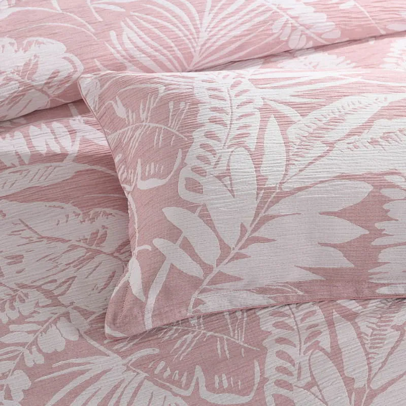 Renee Taylor Palm Tree Jacquard Clay Quilt Cover Set
