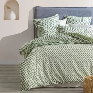 Renee Taylor Reversible Chessboard Sage Quilt Cover Set
