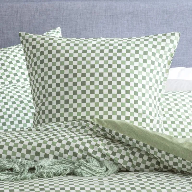 Renee Taylor Reversible Chessboard Sage Quilt Cover Set