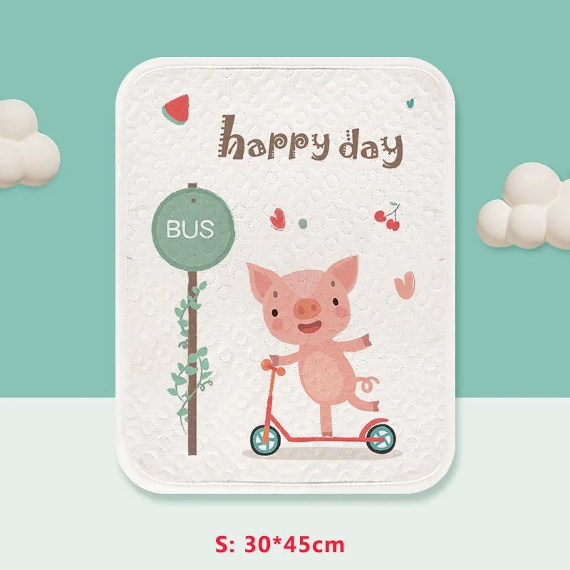 Reusable Baby Changing Mat Carton Waterproof Changing Pad Diapering Urine Mat Baby Bedding Set
