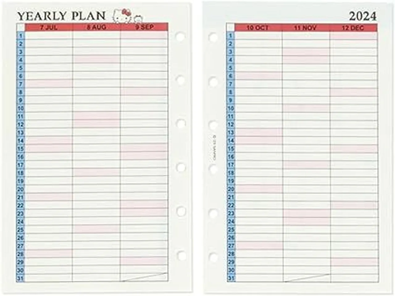 Sanrio Hello Kitty, Personal Organizer 2024 Planner Refill