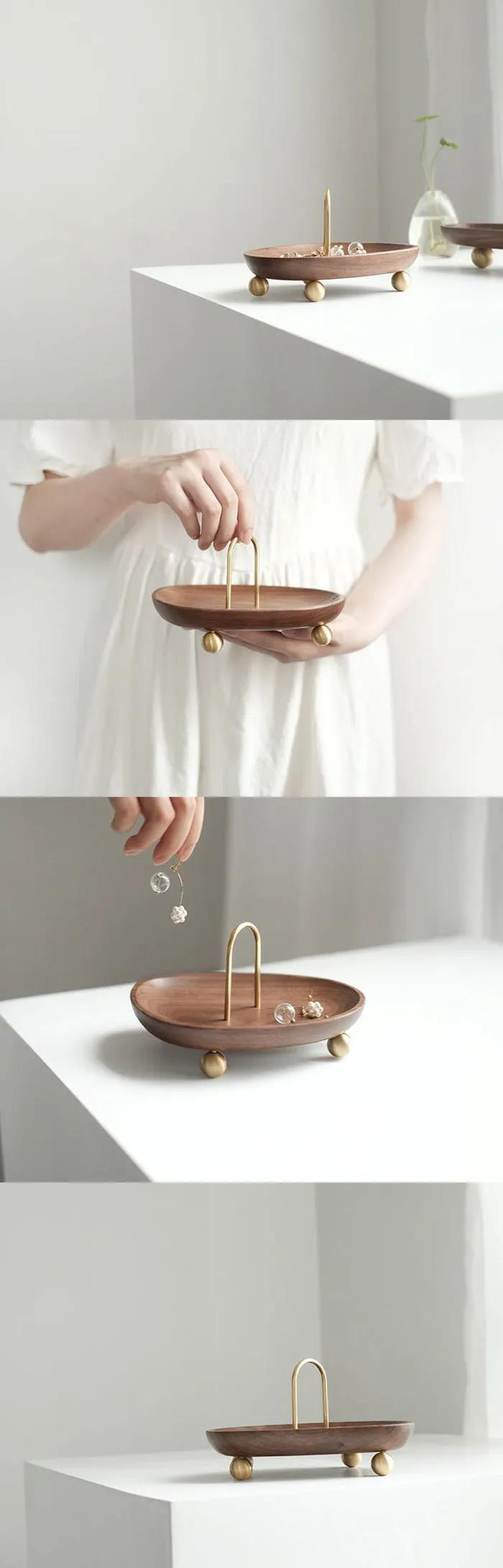 Slide Wooden & Gold Portable Trays