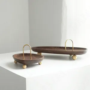 Slide Wooden & Gold Portable Trays