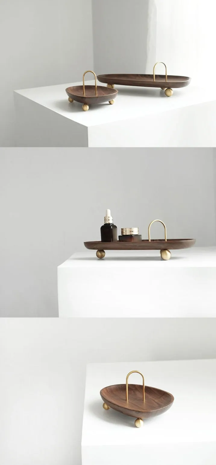 Slide Wooden & Gold Portable Trays