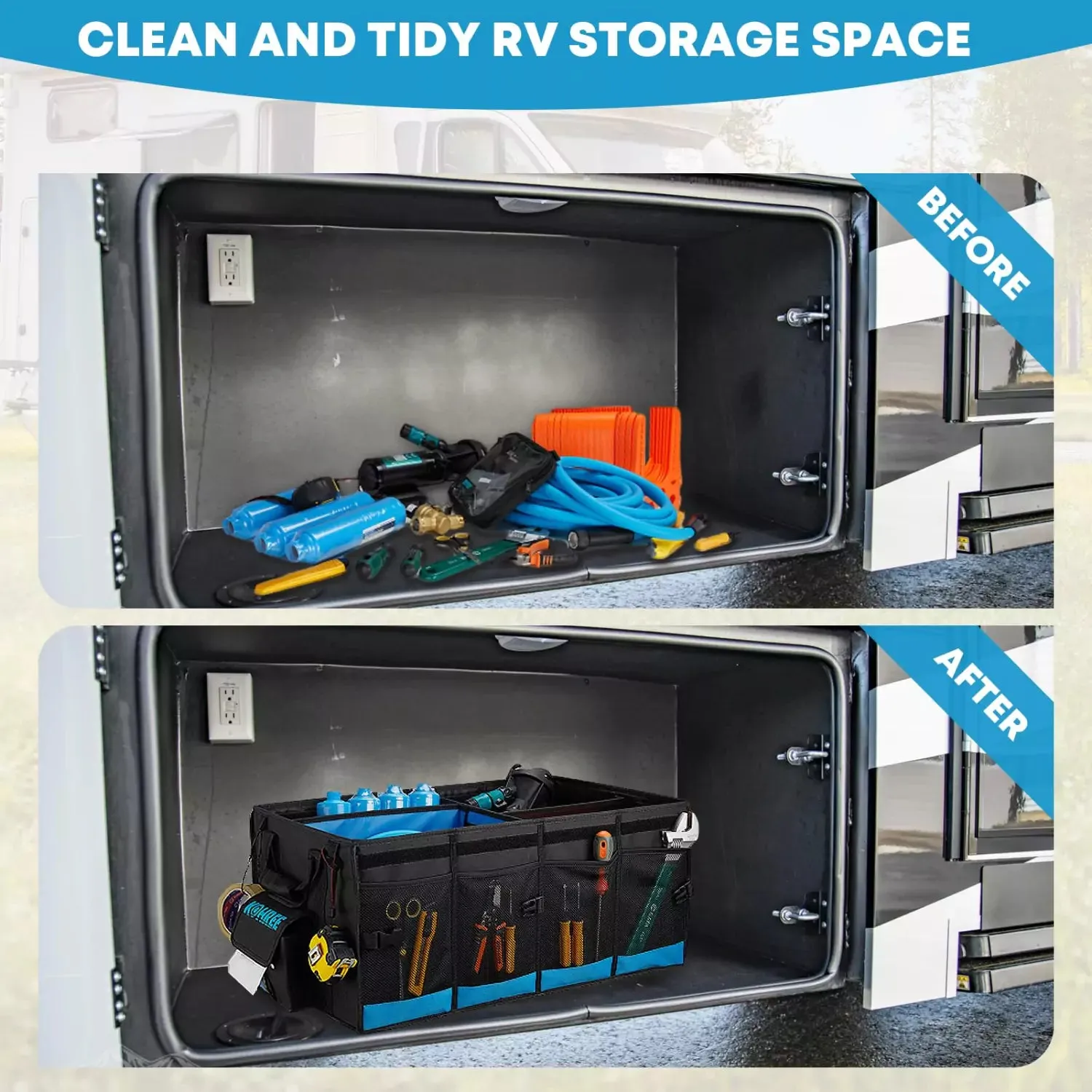 Trunk Organizer for RV Accessories, 74L