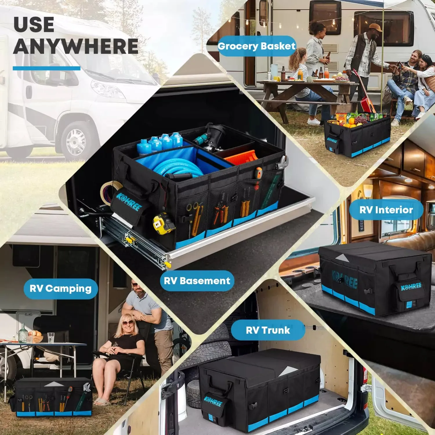Trunk Organizer for RV Accessories, 74L