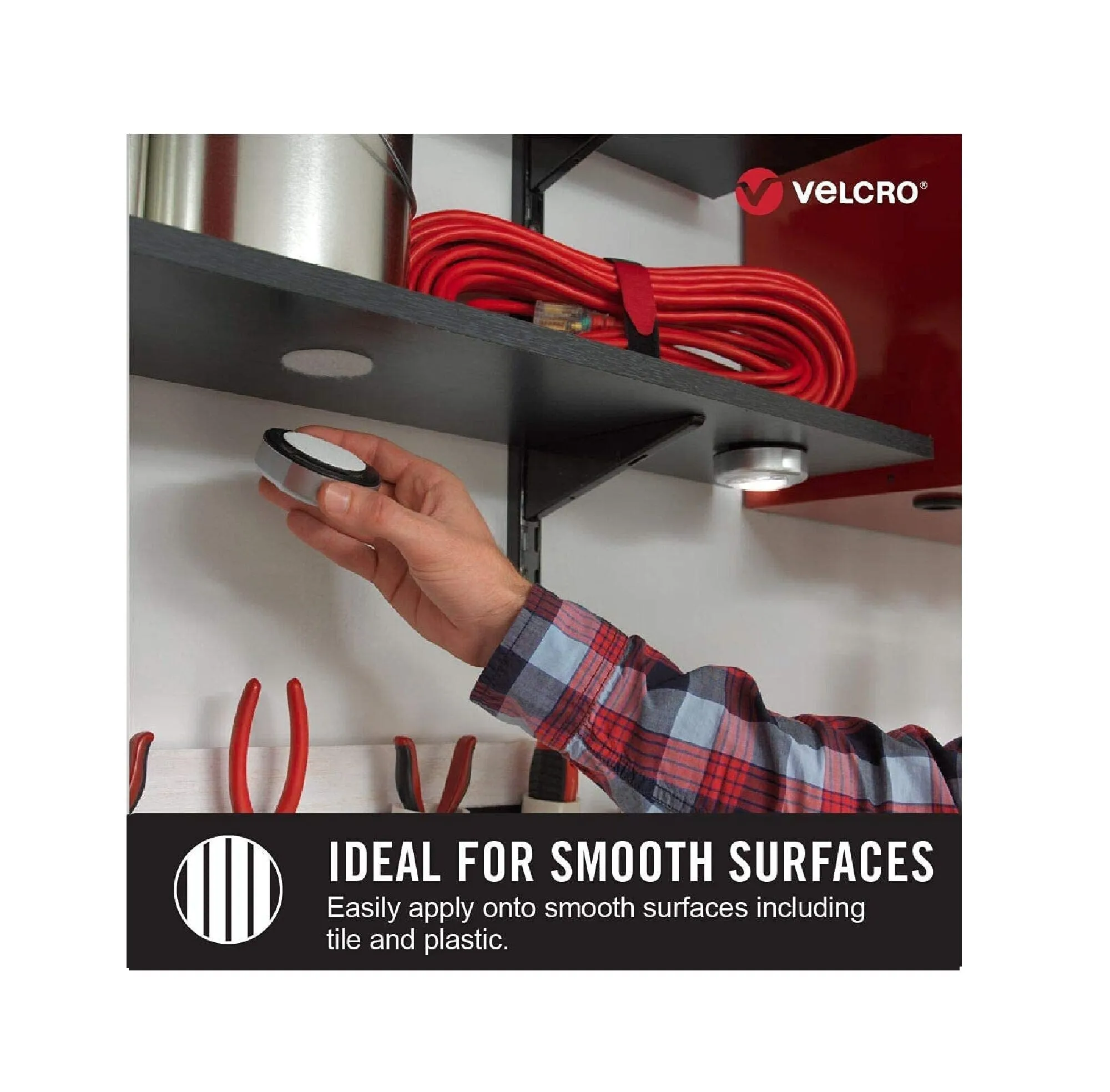 VELCRO Heavy Duty Fasteners | 4x2 Inch Strips with Adhesive 8 Sets | Holds 10 lbs | Black Industrial Strength Stick On Tape