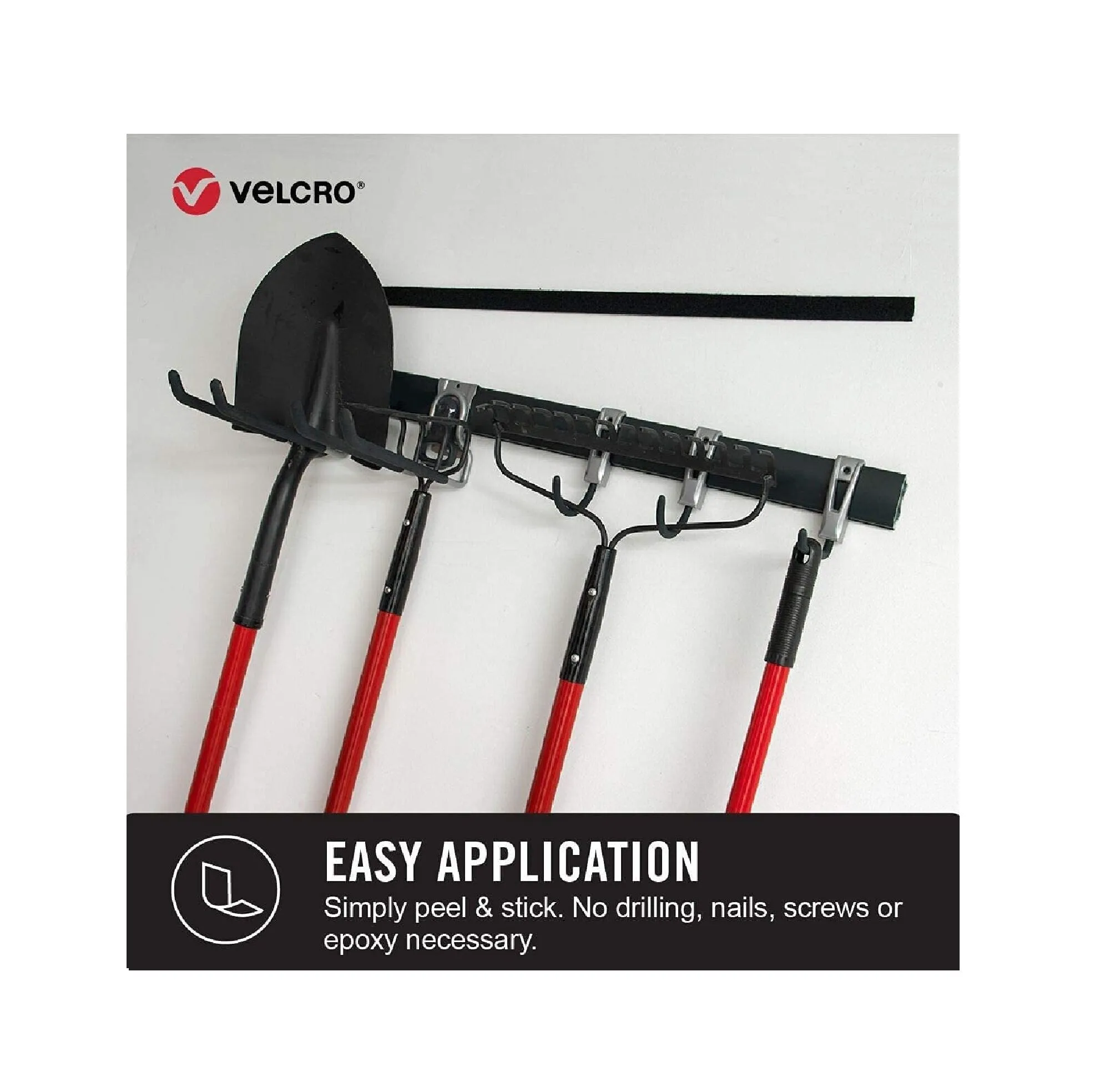 VELCRO Heavy Duty Fasteners | 4x2 Inch Strips with Adhesive 8 Sets | Holds 10 lbs | Black Industrial Strength Stick On Tape