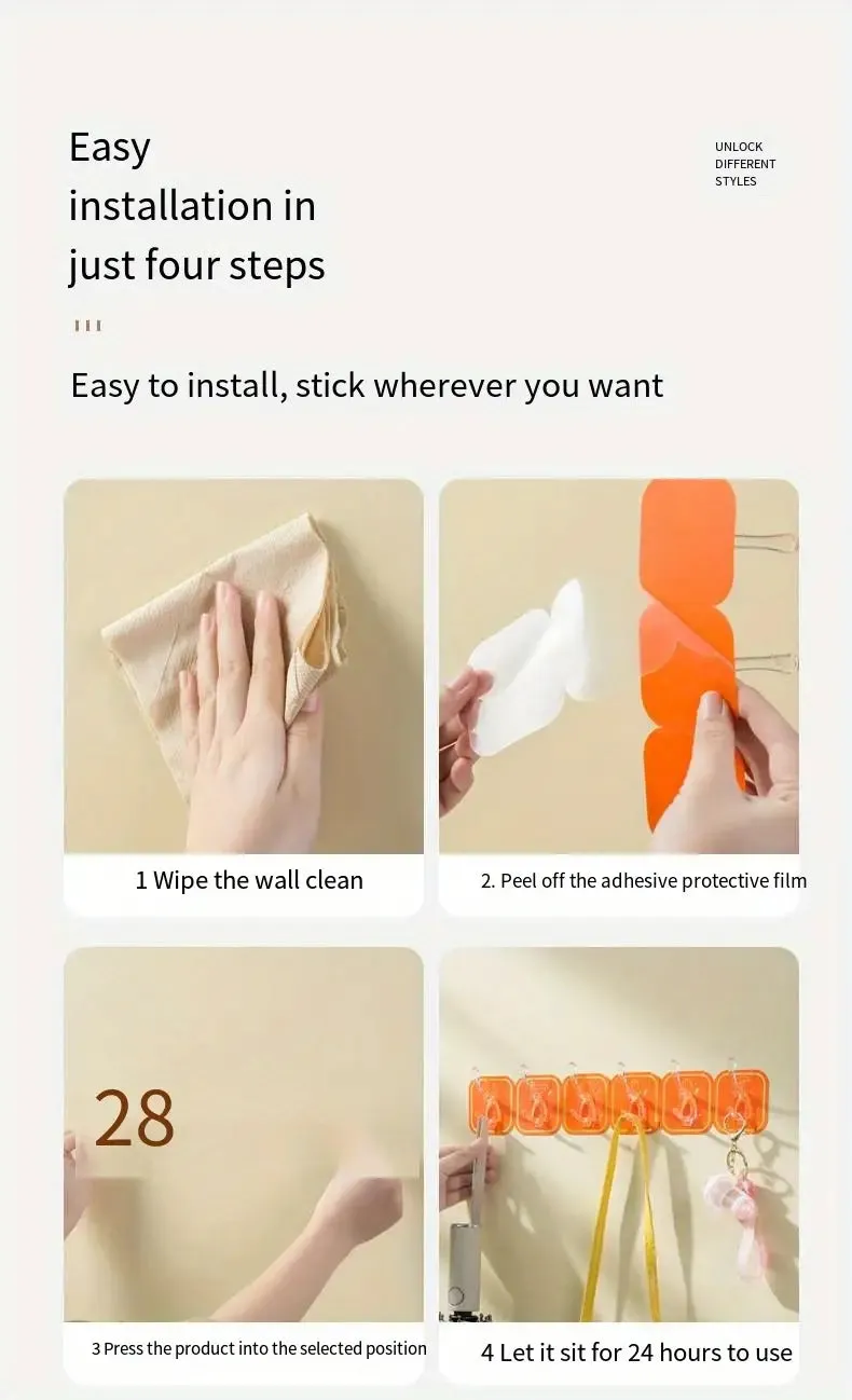 Versatile Adhesive Hook Wall Mount