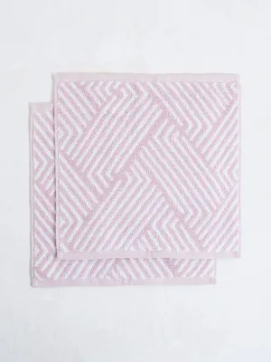 Westside Home Light Pink Step Face Towel (Set of 2)