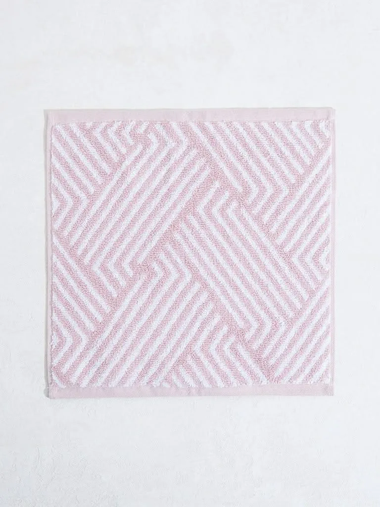 Westside Home Light Pink Step Face Towel (Set of 2)