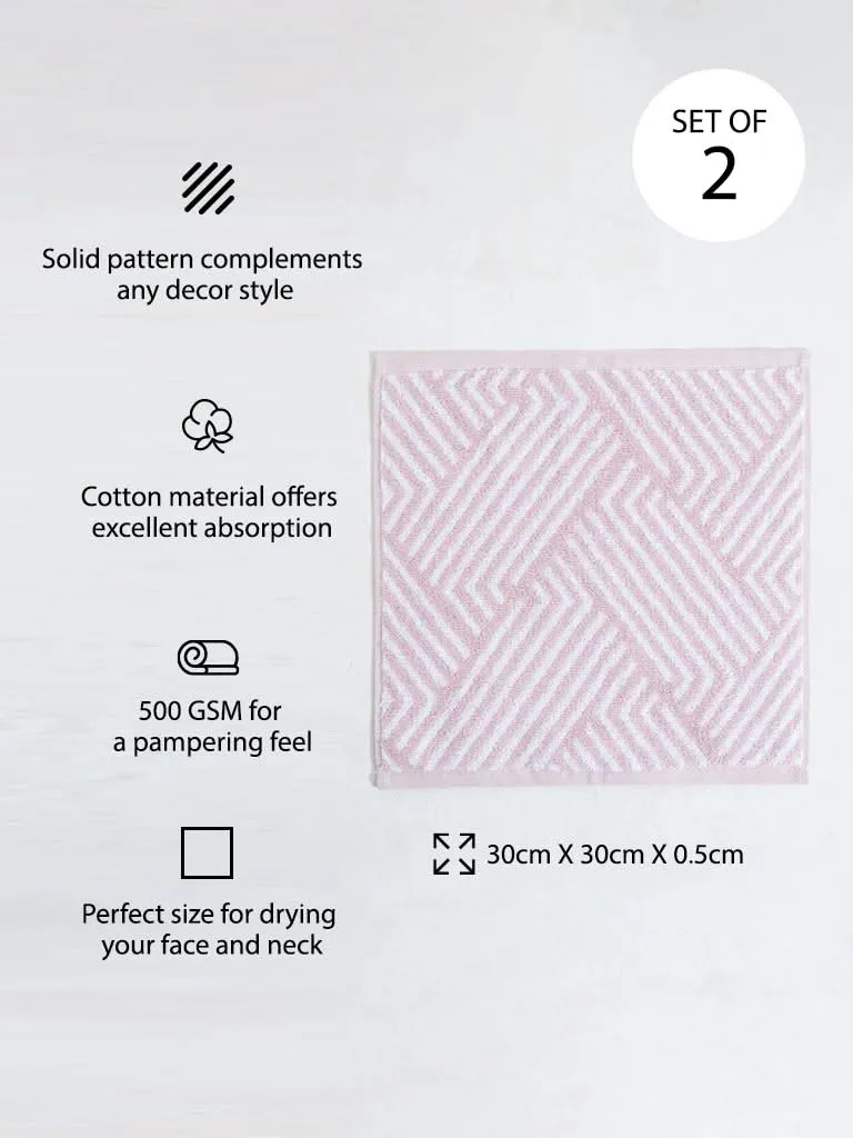 Westside Home Light Pink Step Face Towel (Set of 2)